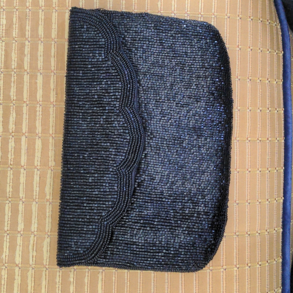 Small black beaded evening bag, vintage
